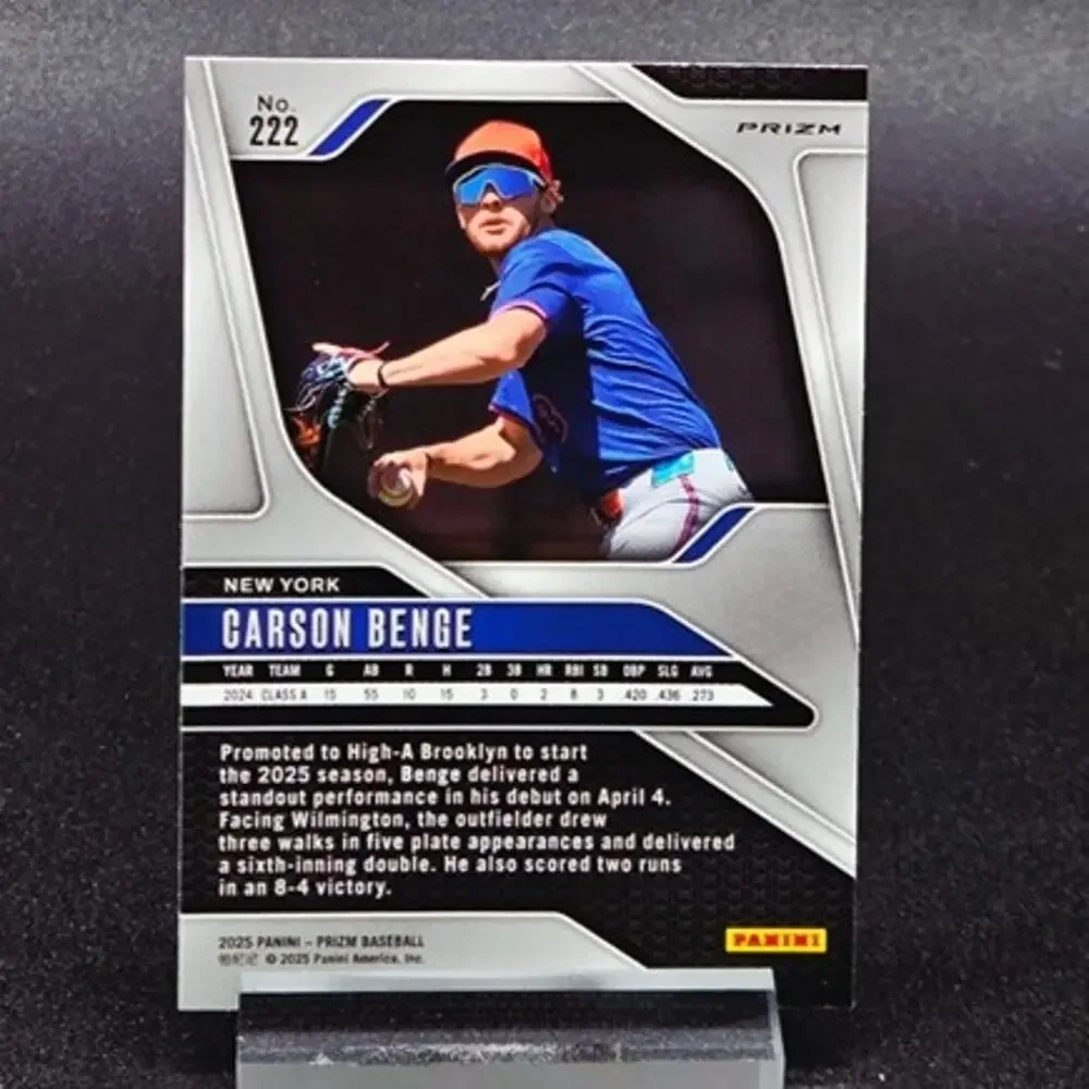 Carson Benge Blue Cracked Ice Prizm Liberty Foil RC Mets Top Prospect - Picture 3 of 5